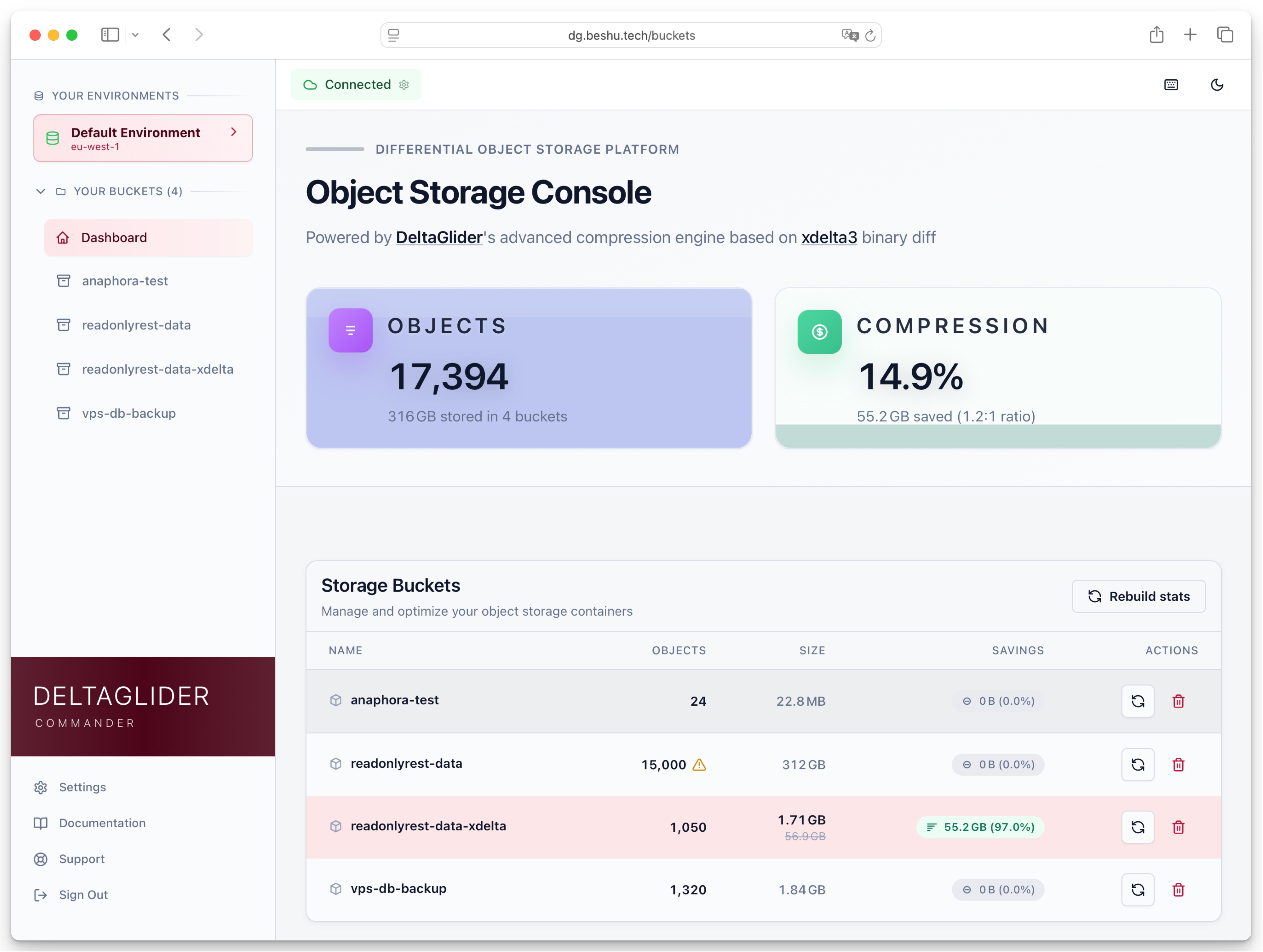 DeltaGlider Interface